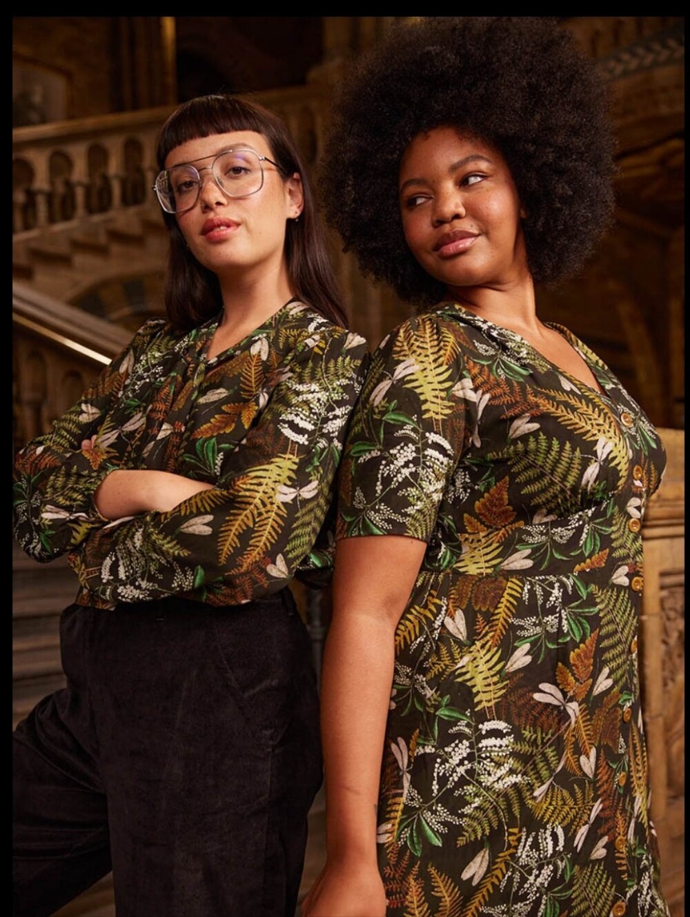 Joanie Clothing × National History Museum Manon Ferns Botanical Shirt Dress
